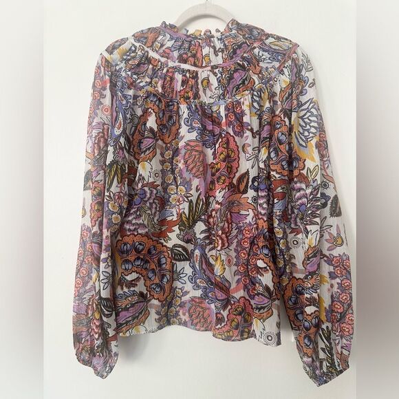 Marie Oliver Silk Blend Peasant Blouse M - Picture 4 of 6